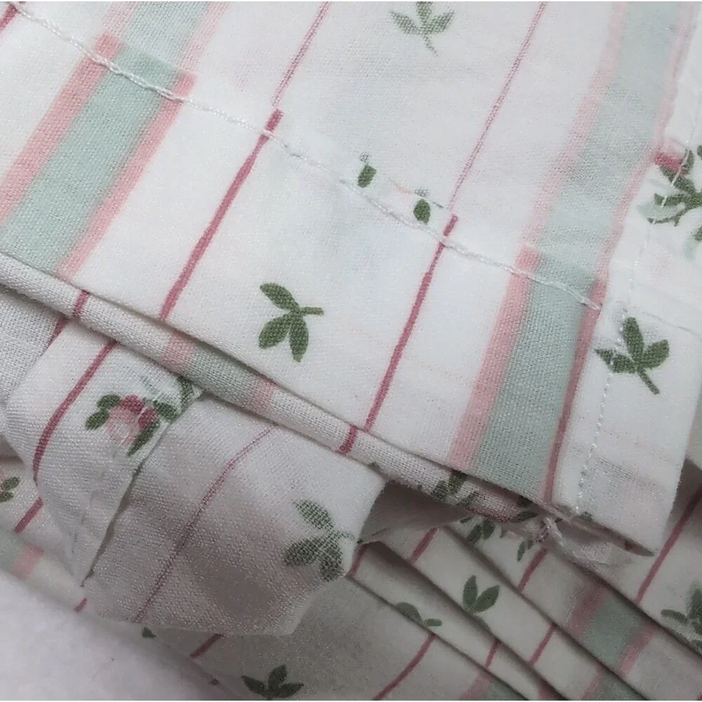 Vintage Lady Pepperell Queen Sheet Set Sweet Lizzie Ditsy Floral Stripe Cottage